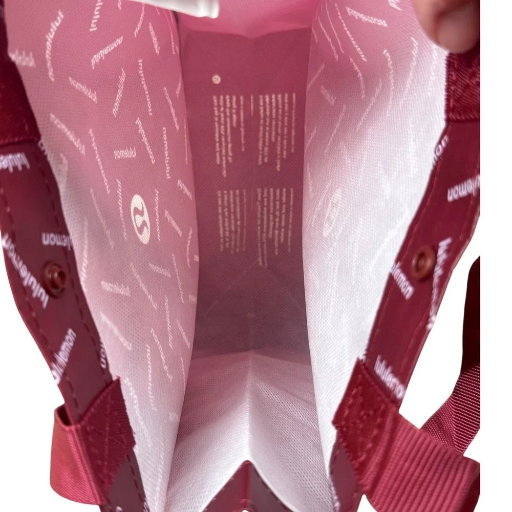 NEW Lululemon Burgundy Red Festive Holiday Christmas Reusable Shopping Tote Bag